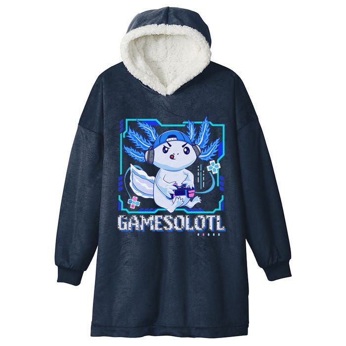 Gamesolotl Gamer Axolotl Video Games Anime Lizard Hooded Wearable Blanket