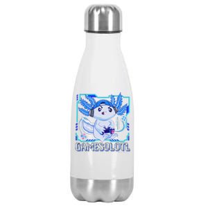 Gamesolotl Gamer Axolotl Video Games Anime Lizard Stainless Steel Insulated Water Bottle