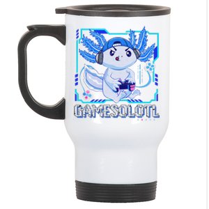 Gamesolotl Gamer Axolotl Video Games Anime Lizard Stainless Steel Travel Mug