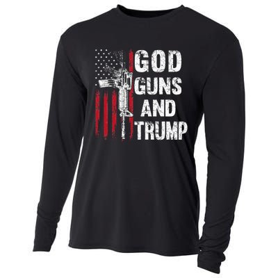 God Guns And Trump 2nd Amendment Flag Ar15 American Flag Cooling Performance Long Sleeve Crew