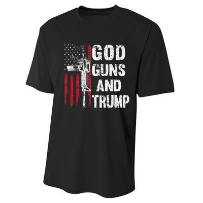 God Guns And Trump 2nd Amendment Flag Ar15 American Flag Performance Sprint T-Shirt