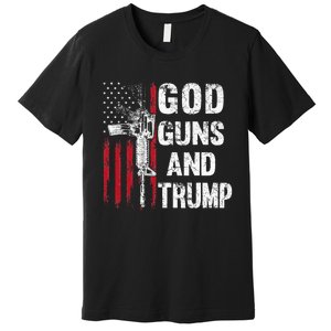 God Guns And Trump 2nd Amendment Flag Ar15 American Flag Premium T-Shirt