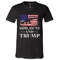 God Guns And Trump Donald Trump For President 2020 V-Neck T-Shirt