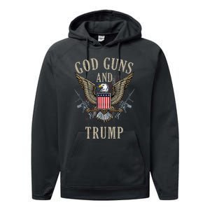 God Guns And Trump 2nd Amendment Flag Ar15 American Flag Performance Fleece Hoodie