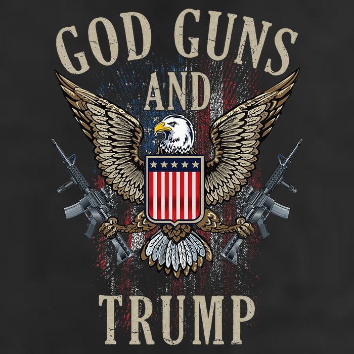 God Guns And Trump 2nd Amendment Flag Ar15 American Flag 7 Panel Mesh Trucker Snapback Hat