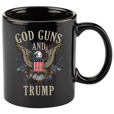 God Guns And Trump 2nd Amendment Flag Ar15 American Flag 11oz C Handle Ceramic Mug