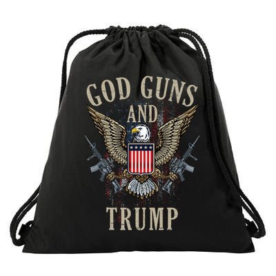 God Guns And Trump 2nd Amendment Flag Ar15 American Flag Drawstring Bag