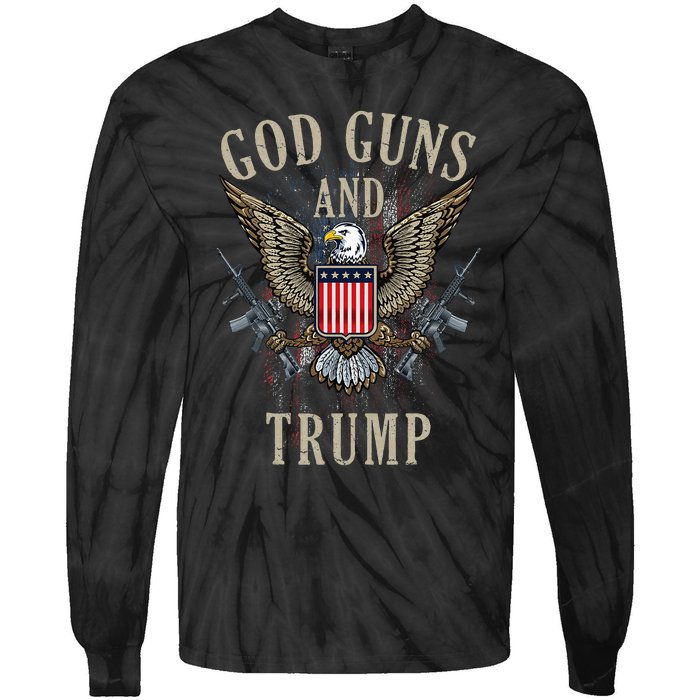 God Guns And Trump 2nd Amendment Flag Ar15 American Flag Tie-Dye Long Sleeve Shirt