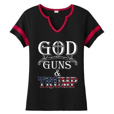 God Guns And Trump 2nd Adt Trump 45 Ladies Halftime Notch Neck Tee