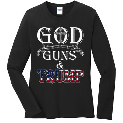 God Guns And Trump 2nd Adt Trump 45 Ladies Long Sleeve Shirt