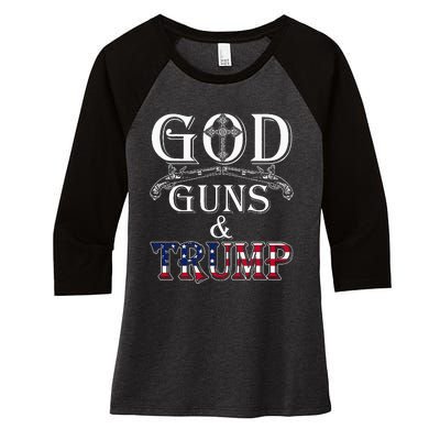 God Guns And Trump 2nd Adt Trump 45 Women's Tri-Blend 3/4-Sleeve Raglan Shirt