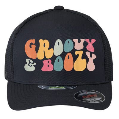 Groovy Groovy And Boozy Bachelorette Party Bridal Flexfit Unipanel Trucker Cap