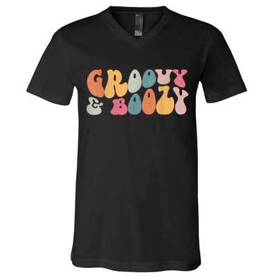 Groovy Groovy And Boozy Bachelorette Party Bridal V-Neck T-Shirt