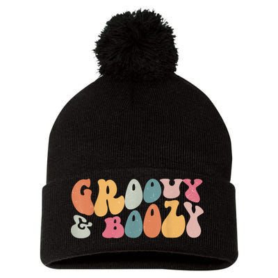 Groovy Groovy And Boozy Bachelorette Party Bridal Pom Pom 12in Knit Beanie