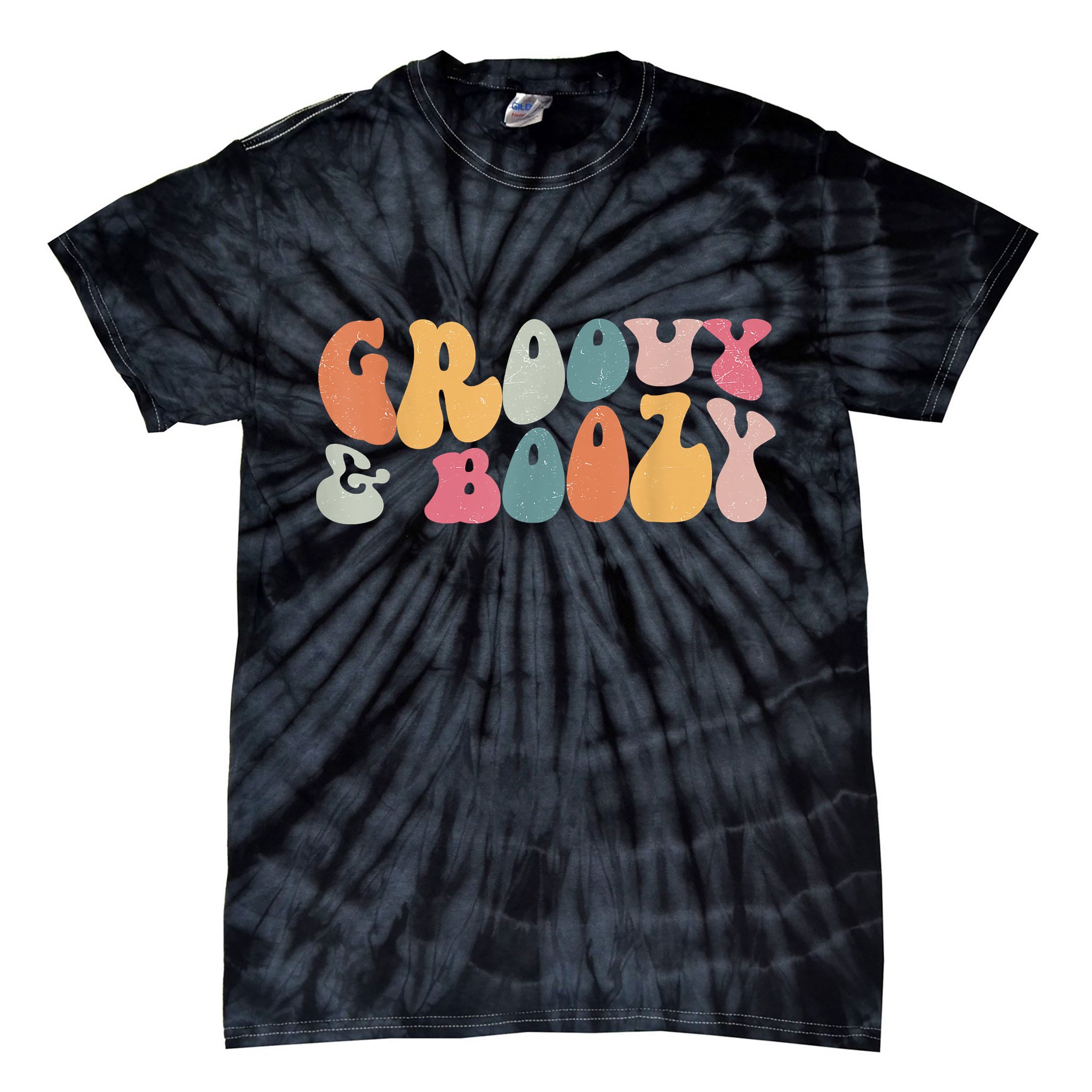 Groovy Groovy And Boozy Bachelorette Party Bridal Tie-Dye T-Shirt