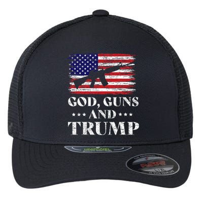 God Guns And Trump Flexfit Unipanel Trucker Cap