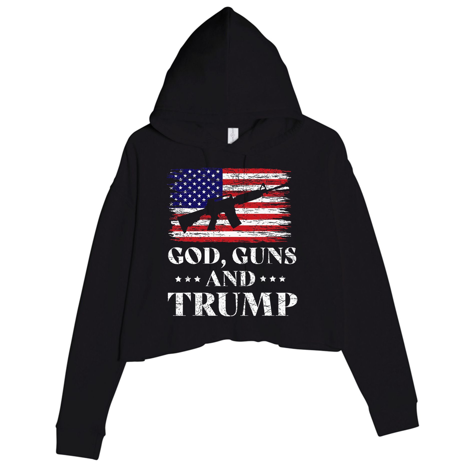 God Guns And Trump Crop Fleece Hoodie