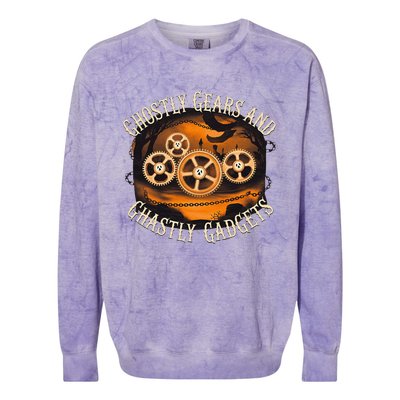 Ghostly Gears And Gadgets Mechanical Engineering Halloween Colorblast Crewneck Sweatshirt