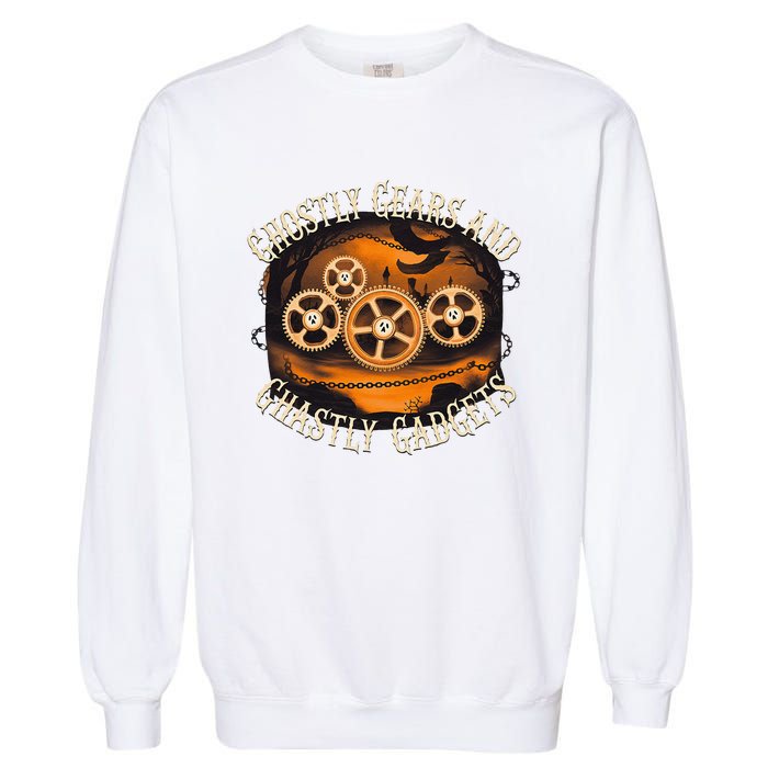 Ghostly Gears And Gadgets Mechanical Engineering Halloween Garment-Dyed Sweatshirt