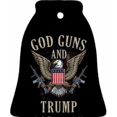 God Guns And Trump 2nd Amendment Flag Ar15 American Flag Ceramic Bell Ornament