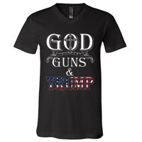 God Guns And Trump 2nd Amendment Trump 45 V-Neck T-Shirt