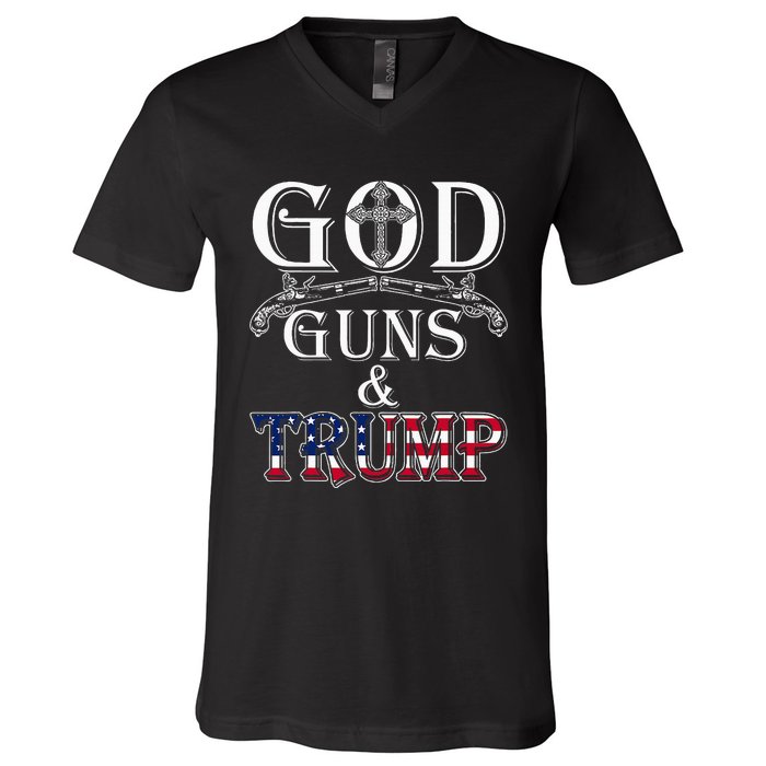 God Guns And Trump 2nd Amendment Trump 45 V-Neck T-Shirt