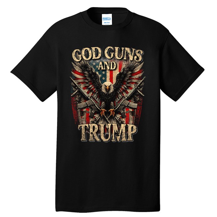 God Guns And Trump 2nd Amendment Flag Eagle American Flag Tall T-Shirt