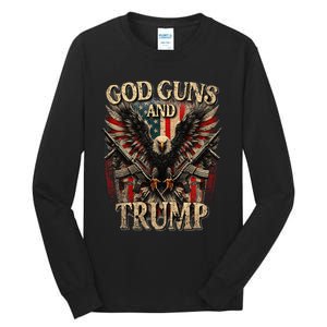 God Guns And Trump 2nd Amendment Flag Eagle American Flag Tall Long Sleeve T-Shirt