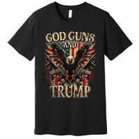 God Guns And Trump 2nd Amendment Flag Eagle American Flag Premium T-Shirt