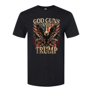 God Guns And Trump 2nd Amendment Flag Eagle American Flag Softstyle CVC T-Shirt