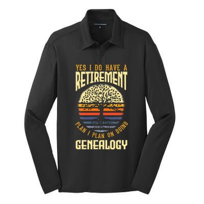 Genealogy Genealogist Ancestry Retiree Silk Touch Performance Long Sleeve Polo