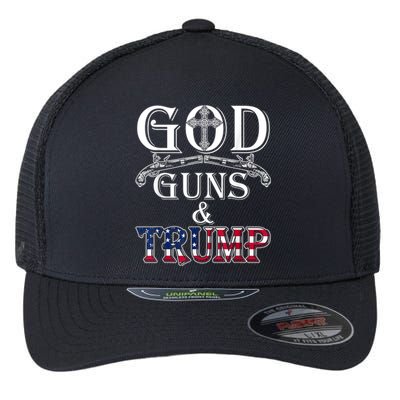 God Guns And Trump Flexfit Unipanel Trucker Cap