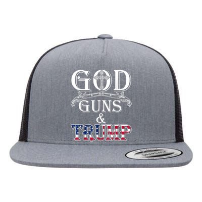 God Guns And Trump Flat Bill Trucker Hat