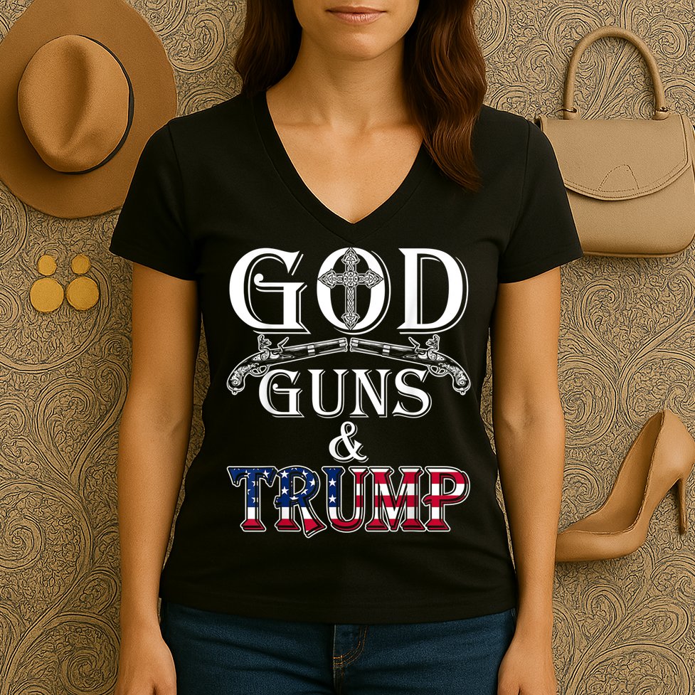 God Guns And Trump Women's V-Neck T-Shirt