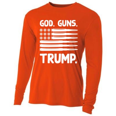 God Guns And Trump Bullet Flag Military 2nd Adt Gift Cute Gift Cooling Performance Long Sleeve Crew