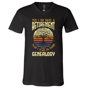 Genealogy Genealogist Ancestry Retiree V-Neck T-Shirt