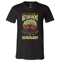 Genealogy Genealogist Ancestry Retiree V-Neck T-Shirt