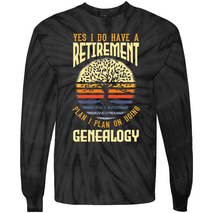 Genealogy Genealogist Ancestry Retiree Tie-Dye Long Sleeve Shirt