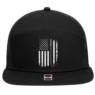 Golf Golfer American Flag Golf Flat 7 Panel Mesh Trucker Snapback Hat
