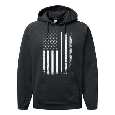 Golf Golfer American Flag Golf Flat Performance Fleece Hoodie