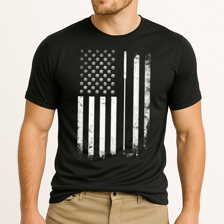 Golf Golfer American Flag Golf Flat Cooling Performance Crew T-Shirt