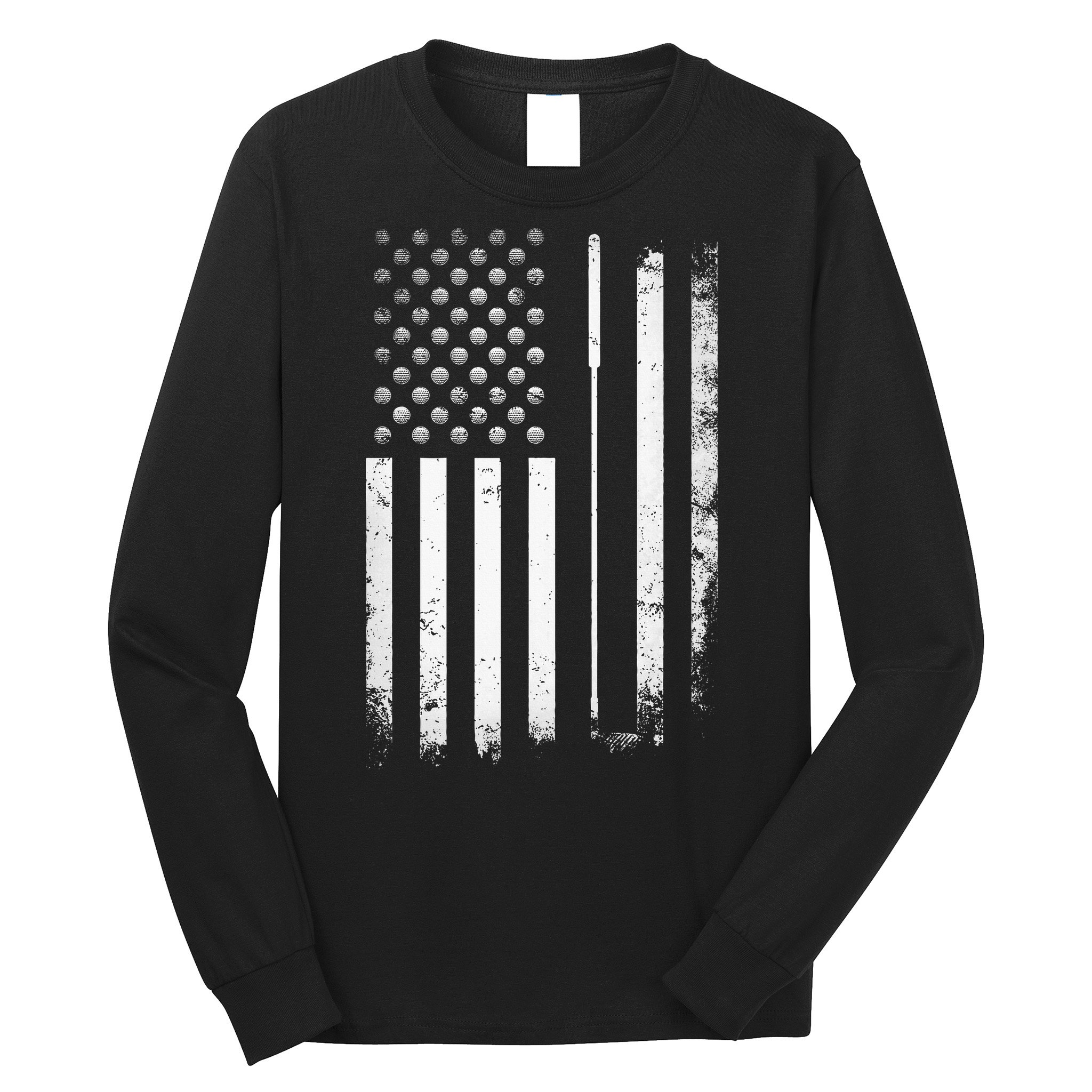 Golf Golfer American Flag Golf Flat Long Sleeve Shirt