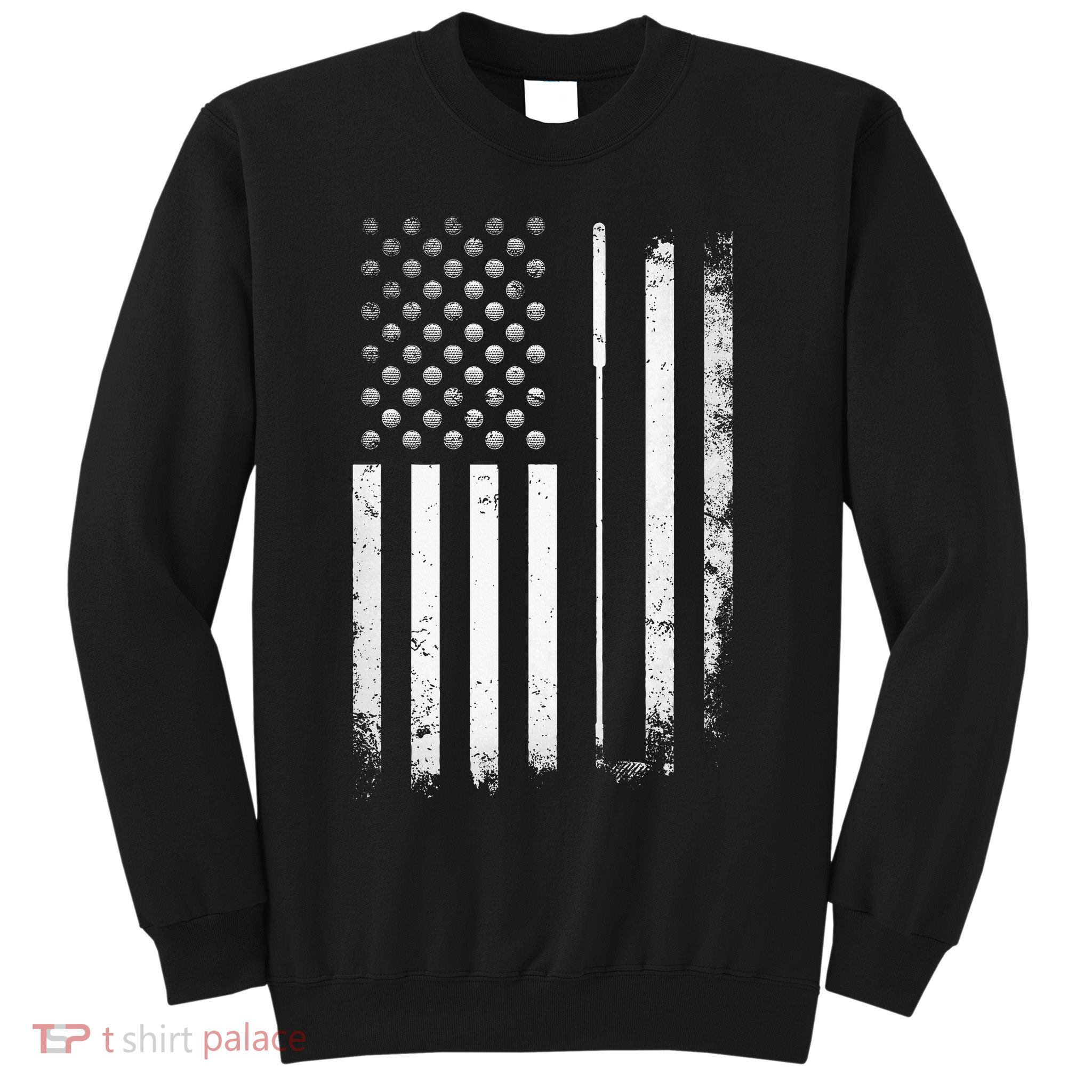 Golf Golfer American Flag Golf Flat Sweatshirt