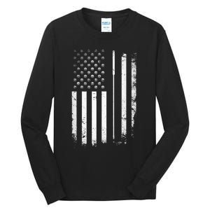 Golf Golfer American Flag Golf Flat Tall Long Sleeve T-Shirt