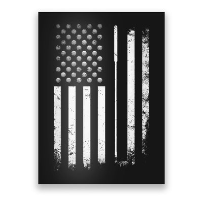 Golf Golfer American Flag Golf Flat Poster