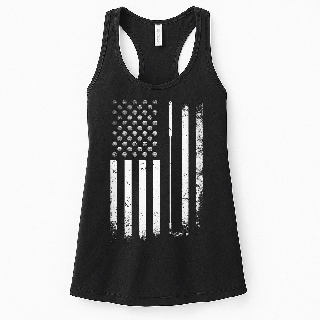 Golf Golfer American Flag Golf Flat Womens Tank Top