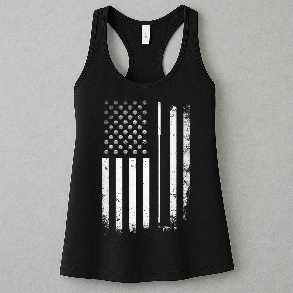 Golf Golfer American Flag Golf Flat Womens Tank Top