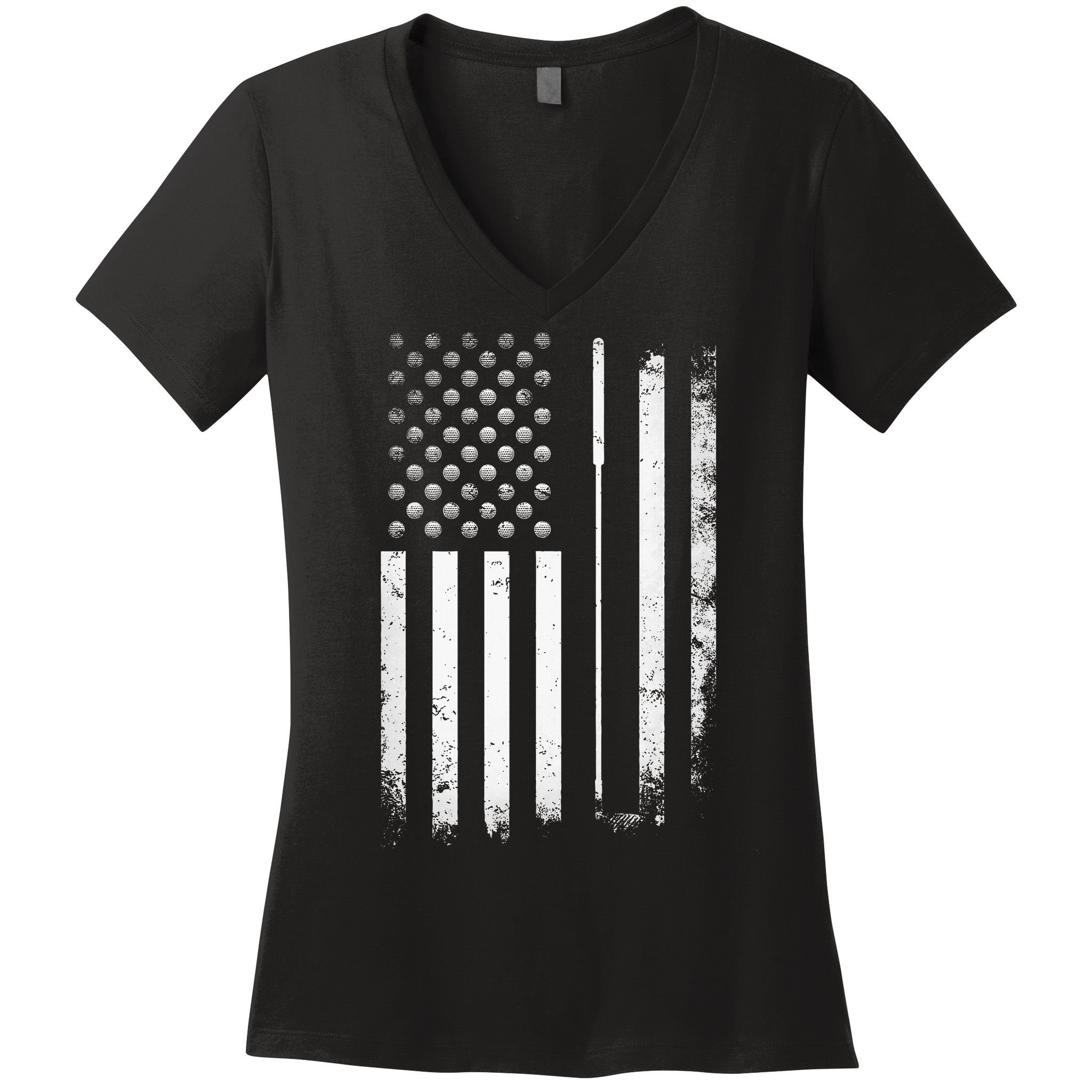 Golf Golfer American Flag Golf Flat Women's V-Neck T-Shirt