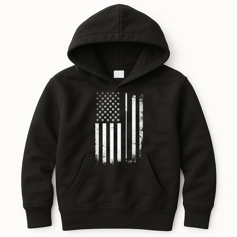 Golf Golfer American Flag Golf Flat Kids Hoodie