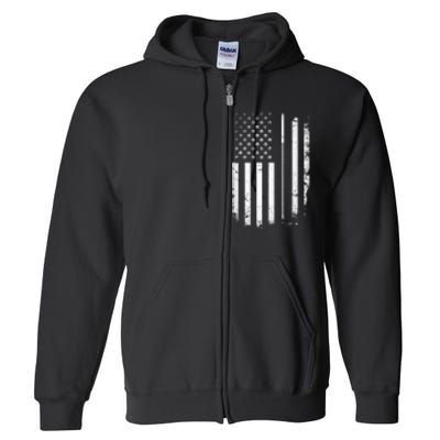 Golf Golfer American Flag Golf Flat Full Zip Hoodie